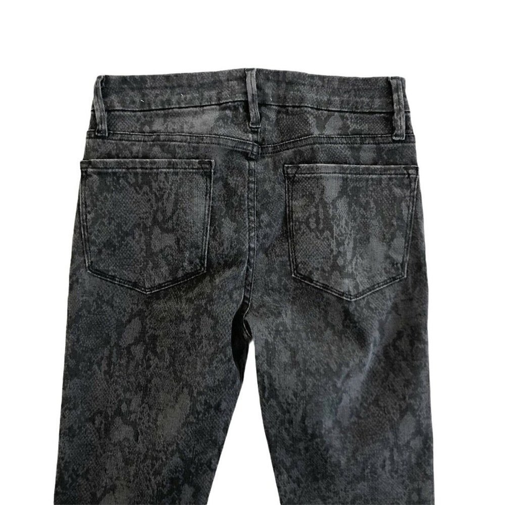 Frame Le Crop Mini Boot Black Tonal Python Jeans - Picture 9 of 11